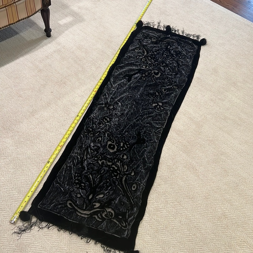 Black velvet beaded scarf